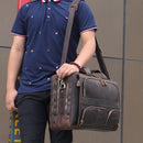 Vintage Crazy Horse Leather Tote Portfolio Handbag, ibuyxi.com