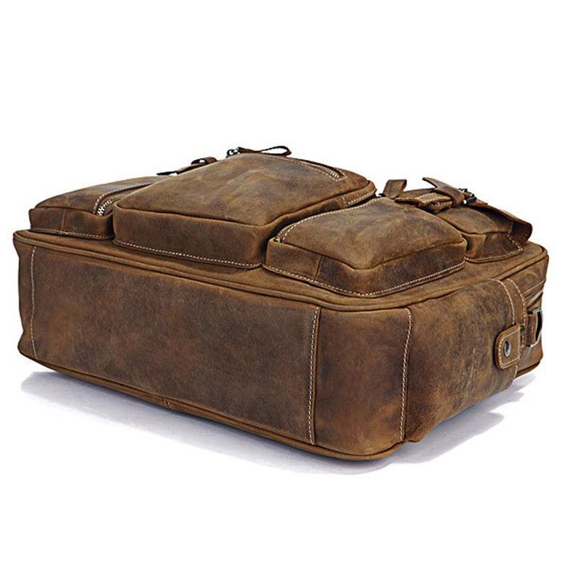 Vintage Crazy Horse Genuine Leather Travel Duffle Bag - view 10