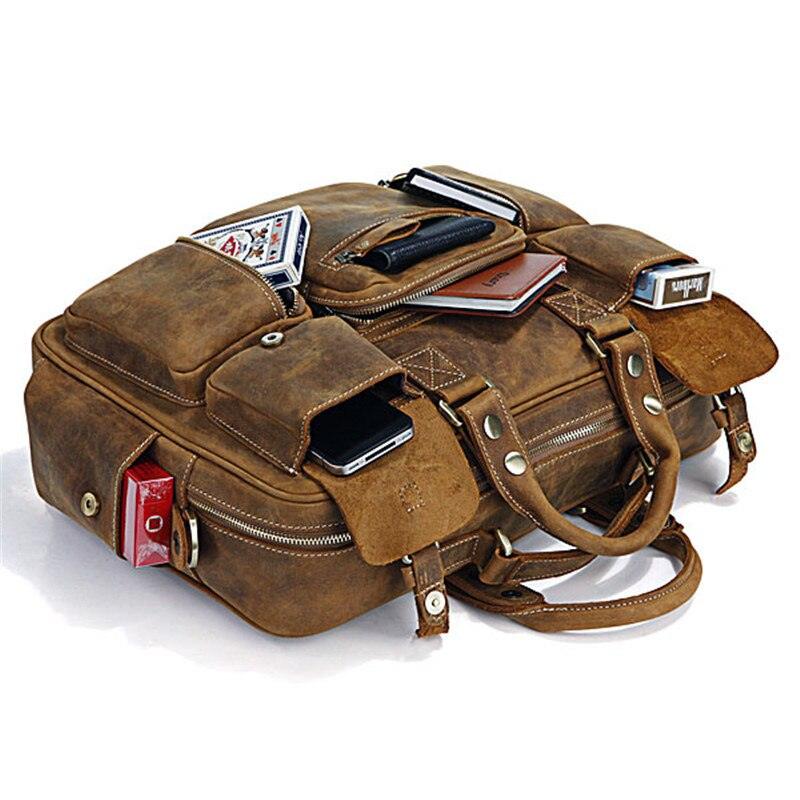 Vintage Crazy Horse Genuine Leather Travel Duffle Bag - view 3