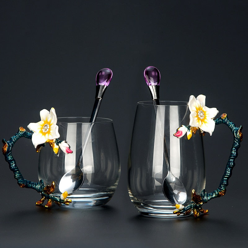Enamel Glass Coffee Mug Luxury Design
