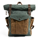 Large Capacity Waterproof Oil Waxed Canvas Leather Rucksack Backpack,, ibuyxi.com