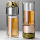 390ML Glass Tea Water Bottle Double Layer Infuser