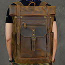 Cowhide Leather Large Capacity Travel Retro Backpack, ibuyxi.com