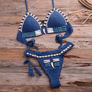 Handmade Blue Shell Beaded Bikinis Set Comes in High-Quality, Looks elegant on Beach And Swimming Occasions. - ibuyxi.com