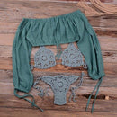 Handmade Crochet Bikini Set Cover UpWith Hollow Out Design Ideal To Wear As Swimwear On Beach. - ibuyxi.com