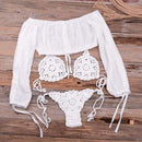 Handmade Crochet Bikini Set Cover UpWith Hollow Out Design Ideal To Wear As Swimwear On Beach. - ibuyxi.com