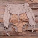 Handmade Crochet Bikini Set Cover UpWith Hollow Out Design Ideal To Wear As Swimwear On Beach. - ibuyxi.com
