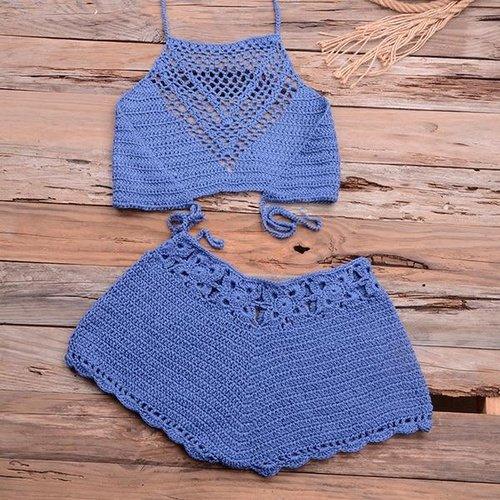 Handmade Crochet Bikini Set Ideal For Wear As Bathing Suit Which Looks Stunning At Beach Parties. - ibuyxi.com