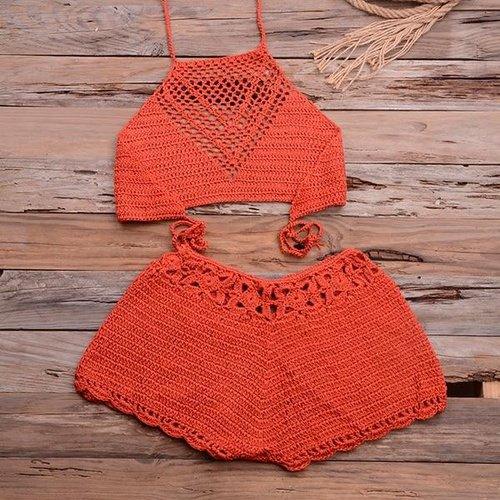 Handmade Crochet Bikini Set Ideal For Wear As Bathing Suit Which Looks Stunning At Beach Parties. - ibuyxi.com