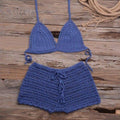 Crochet Bikini Two Pieces Set Halter Bra Tie Top Knitted Shorts Biquini Summer Beach Swimwear Hollow Swimsuit Bathing Suit, iBuyXi.com, Summer Collection