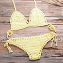Crochet Bikini Two Pieces Set Halter Bra Tie Top Knitted Shorts Biquini Summer Beach Swimwear Hollow Swimsuit Bathing Suit, iBuyXi.com, Summer Collection
