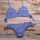 Crochet Bikini Two Pieces Set Halter Bra Tie Top Knitted Shorts Biquini Summer Beach Swimwear Hollow Swimsuit Bathing Suit, iBuyXi.com, Summer Collection
