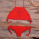Micro Thong String Lattice Hollow Bikini Set With Top Crochet Perfect for Beach Bathing. - ibuyxi.com