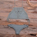 Micro Thong String Lattice Hollow Bikini Set With Top Crochet Perfect for Beach Bathing. - ibuyxi.com