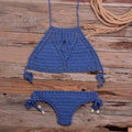 Micro Thong String Lattice Hollow Bikini Set With Top Crochet Perfect for Beach Bathing. - ibuyxi.com