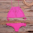 Micro Thong String Lattice Hollow Bikini Set With Top Crochet Perfect for Beach Bathing. - ibuyxi.com