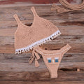 Handmade Shell Brazilian Bikini Set Split Crochet Which Looks Stunning And Elegant On Pool Parties. - ibuyxi.com