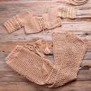 Handmade Crochet Bikini Cover-up Tassel which comes with Pants See-through Wide Leg Pants An Ideal Sea Cover Up With Trouser. - ibuyxi.com