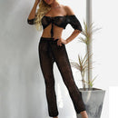 Handmade Crochet Bikini Cover-up Tassel which comes with Pants See-through Wide Leg Pants An Ideal Sea Cover Up With Trouser. - ibuyxi.com