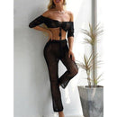 Handmade Crochet Bikini Cover-up Tassel which comes with Pants See-through Wide Leg Pants An Ideal Sea Cover Up With Trouser. - ibuyxi.com
