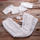 Handmade Crochet Bikini Cover-up Tassel which comes with Pants See-through Wide Leg Pants An Ideal Sea Cover Up With Trouser. - ibuyxi.com