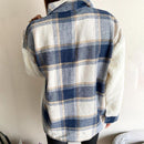 Patchwork Plaid Teddy Coat, Women Fuzzy Sherpa Fleece Warm Jacket Button Collar Long Sleeve Sweatshirt Plaid Plush Patchwork Shirt Outwear Tops Coat with Pockets Fall Winter Clothes, iBuyXi.com, Online shopping store, women clothing, stylish women jacket, casual coat for women, gift idea for girlfriend