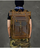 Cowhide Leather Large Capacity Travel Retro Backpack, ibuyxi.com