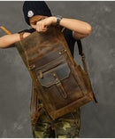 Cowhide Leather Large Capacity Travel Retro Backpack, ibuyxi.com