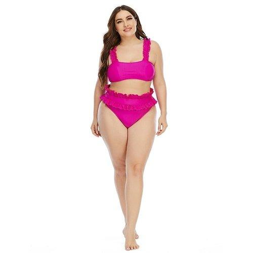  High Waist Bikini Set , Plus Size  Swimsuit Pink, Push Up Bathing Suit  Large Size Swimwear, iBuyXi.com