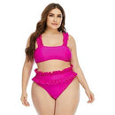  High Waist Bikini Set , Plus Size  Swimsuit Pink, Push Up Bathing Suit  Large Size Swimwear, iBuyXi.com