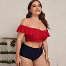 Plus Size Preppy High Waist Push Up Bathing Suit, iBuyXi.com, Plus Size Women Clothing, Plus Size Swimsuits, Plus Size Bathing Suits, Unique Style Plus Size Bathing Suit