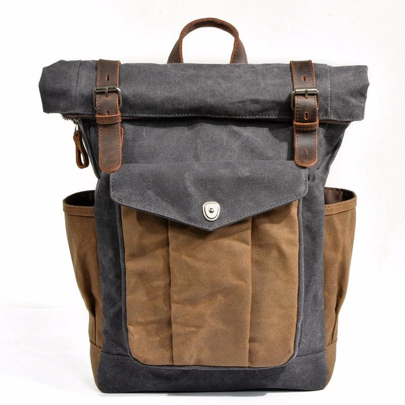 Large Capacity Waterproof Oil Waxed Canvas Leather Rucksack Backpack,, ibuyxi.com
