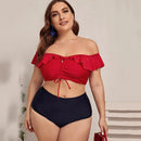 Plus Size Preppy High Waist Push Up Bathing Suit, iBuyXi.com, Plus Size Women Clothing, Plus Size Swimsuits, Plus Size Bathing Suits, Unique Style Plus Size Bathing Suit