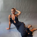 Halter Cutout Backless Bodycon Maxi Dress, IBUYXI.COM