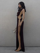Sleeveless Backless Cutout Split Gown Maxi Dress, ibuyxi.com