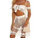Off Shoulder Knitted Crochet Along With Crop Top And Skirts which comes in 2 Piece Set and highly recommend for Summer and Beachwear. iBuyXi.com