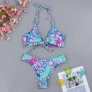 Butterfly Floral Printed Bikini, iBuyXi.com, women beachwear, Brazilian bikini, cute colorful bikini, women swimsuits, summer outfit, bikini set for sale, blue bikini, butterfly bikini 