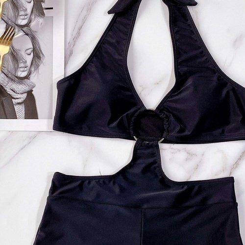 Unique Selections Of Summer Collection, Women's Bathing Suit One-piece Black Solid Color Bikini High Waisted Set, iBuyXi.com, summer outfits, bikini sets, unique design bathing suits, swimwear for sale, women clothing, sexy tankini set