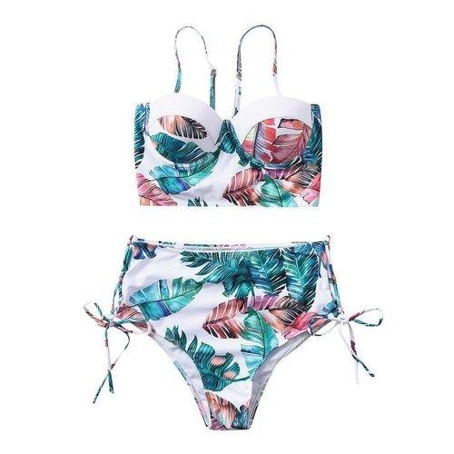 Summer Beach Falbala High Waist Bikini Set, iBuyXi.com, Bikini Set, Women Clothes, Summer, Swimsuit