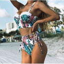 Summer Beach Falbala High Waist Bikini Set, iBuyXi.com, Bikini Set, Women Clothes, Summer, Swimsuit