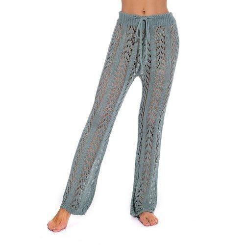 Cotton Crochet Cover-Up Pants Comes In Fishnet Pattern And Hollow Out Design Which Looks Stunning In Summer Beach Party. - ibuyxi.com