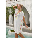 Hollow Out Tunic Solid Bikini Cover UP Swimsuit is Loose Beach Tunic Solid Cover UP Swimsuit For Swimwear with Hollow Out Design And  Ideal for Beach Party., Wrap Midi Dress, Deep V-neck Backless Boho Floral Print Romper Oblong neck, Solid color, High waist, Back button closure, Long Pants Jumpsuits Romper with Belt. Women trendy elegant style and wide leg ,Casual jumpsuit with ruffles sleeves, long romper, short sleeve pantsuit with belts, crew neck pant suits, cocktail jumpsuit, long pants, iBuyXi.com