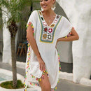 Hollow Out Tunic Solid Bikini Cover UP Swimsuit is Loose Beach Tunic Solid Cover UP Swimsuit For Swimwear with Hollow Out Design And  Ideal for Beach Party., Wrap Midi Dress, Deep V-neck Backless Boho Floral Print Romper Oblong neck, Solid color, High waist, Back button closure, Long Pants Jumpsuits Romper with Belt. Women trendy elegant style and wide leg ,Casual jumpsuit with ruffles sleeves, long romper, short sleeve pantsuit with belts, crew neck pant suits, cocktail jumpsuit, long pants, iBuyXi.com