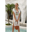 Hollow Out Tunic Solid Bikini Cover UP Swimsuit is Loose Beach Tunic Solid Cover UP Swimsuit For Swimwear with Hollow Out Design And  Ideal for Beach Party., Wrap Midi Dress, Deep V-neck Backless Boho Floral Print Romper Oblong neck, Solid color, High waist, Back button closure, Long Pants Jumpsuits Romper with Belt. Women trendy elegant style and wide leg ,Casual jumpsuit with ruffles sleeves, long romper, short sleeve pantsuit with belts, crew neck pant suits, cocktail jumpsuit, long pants, iBuyXi.com