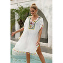 Hollow Out Tunic Solid Bikini Cover UP Swimsuit is Loose Beach Tunic Solid Cover UP Swimsuit For Swimwear with Hollow Out Design And  Ideal for Beach Party., Wrap Midi Dress, Deep V-neck Backless Boho Floral Print Romper Oblong neck, Solid color, High waist, Back button closure, Long Pants Jumpsuits Romper with Belt. Women trendy elegant style and wide leg ,Casual jumpsuit with ruffles sleeves, long romper, short sleeve pantsuit with belts, crew neck pant suits, cocktail jumpsuit, long pants, iBuyXi.com