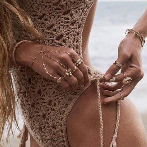Knitted Backless Monokini Swimsuit