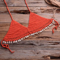 Crochet Knitting Push Up Bikini Set  Wearable in Summer Season And Also Comes With Bralette Knit Halter. - ibuyxi.com