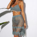 Crochet Knitting Push Up Bikini Set  Wearable in Summer Season And Also Comes With Bralette Knit Halter. - ibuyxi.com
