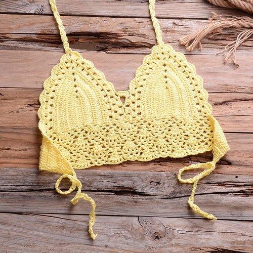 Shells Tassel Bikini Set With Knitted Crochet Swimsuit In Solid Pattern And Ideal For Bathing Suit. - ibuyxi.com