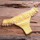 Shells Tassel Bikini Set With Knitted Crochet Swimsuit In Solid Pattern And Ideal For Bathing Suit. - ibuyxi.com